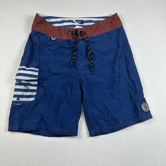 Roark Revival Shorts Mens 32 Blue Cargo Board Shorts Swim Stretch Drawstring - Picture 1 of 13